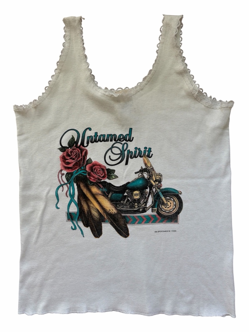 Vintage CMJ Sportswear Y2K Motorcycle Graphic Tank Top Roses Harley Biker Grunge